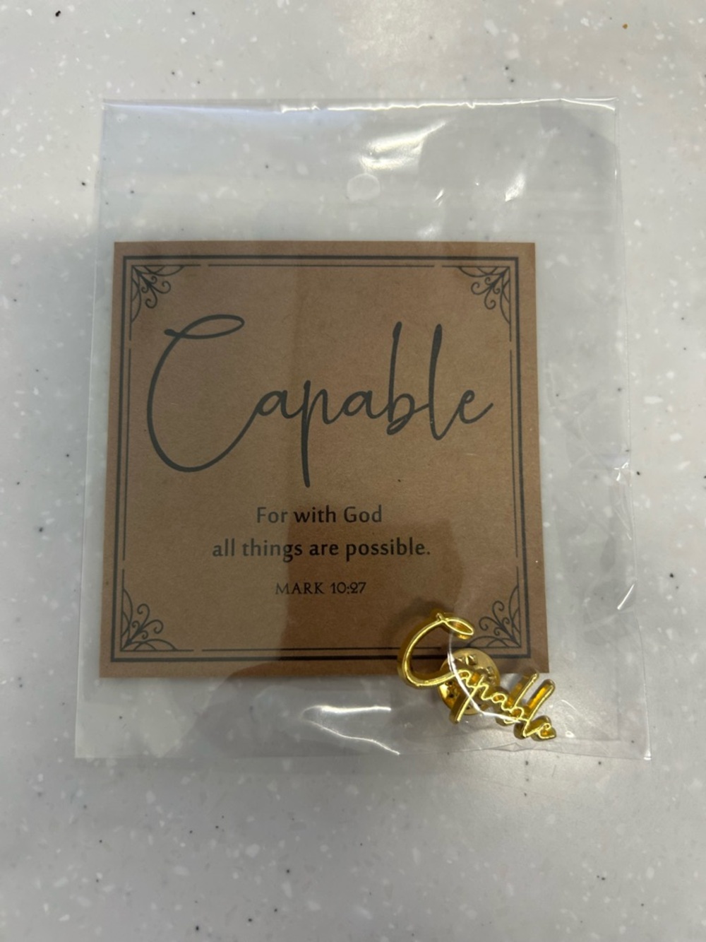 Gold Colored “Capable” Pin - NWT